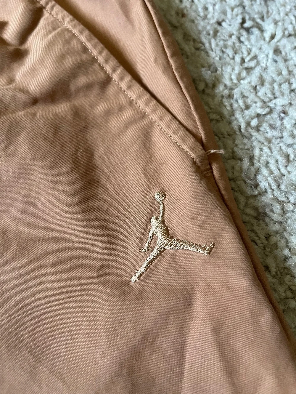 Jordan Men's Tan Elastic Waist Shorts with Drawstring, Size M